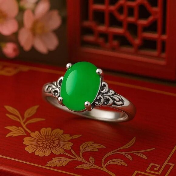 Malay Style Rings Kearney Family Farm | Jewelry | Silver Plated Malaysian Jade Style Ring ...